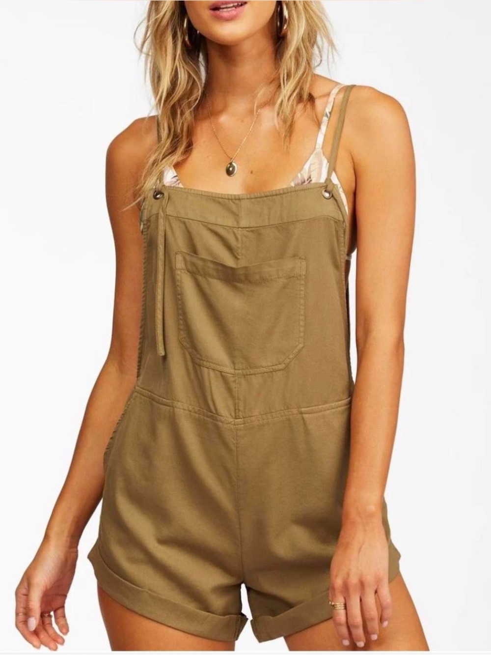 Billabong romper tie shoulder strap Tan Toffee Wild Pursuit Size S - Picture 8 of 8